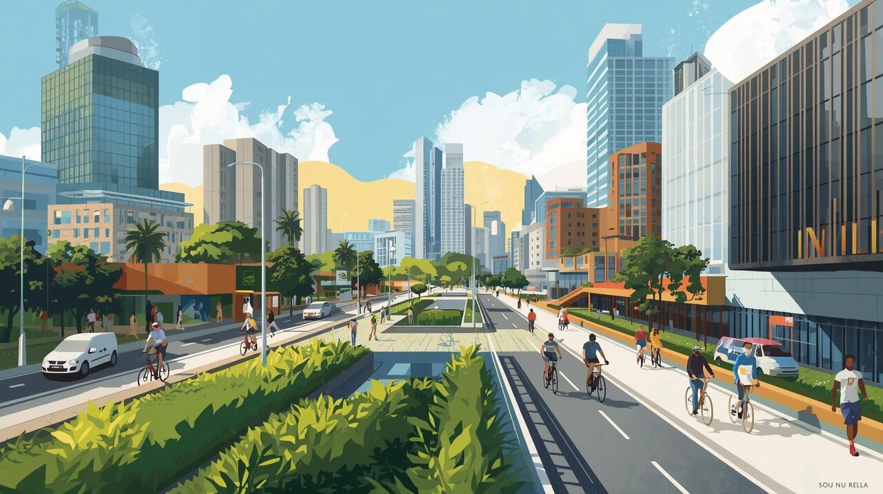 Criar imagem que ilustre a frase Ciclovia Franco Montoro se consolida como um dos principais cases de revitalização urbana de São Paulo Easy Resize com