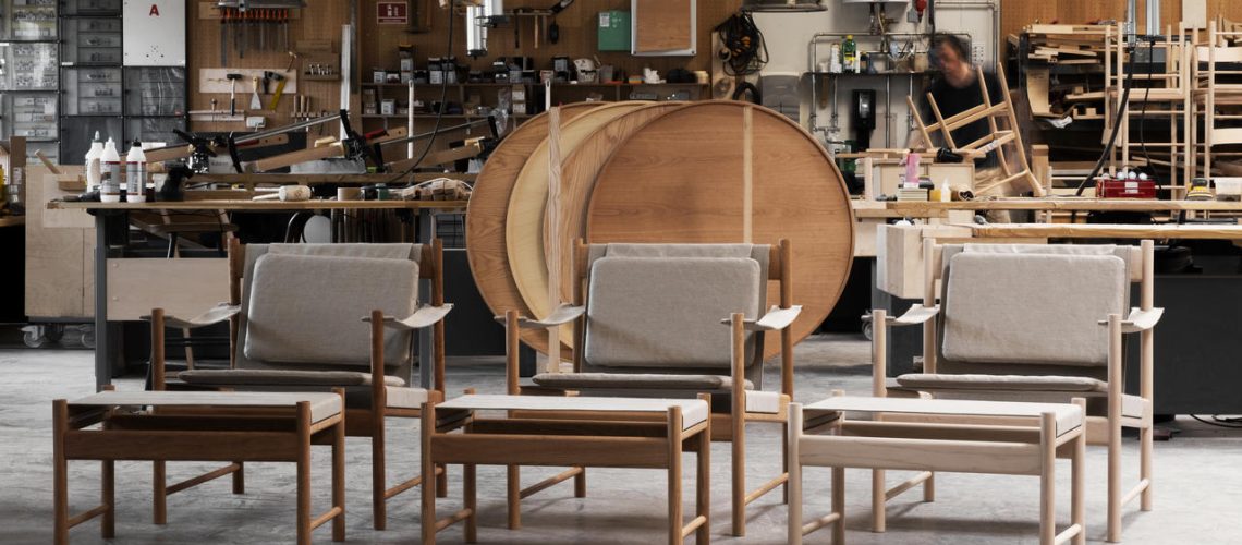 Final pieces American red oak cherry and maple chair and stool Brdr Kru #ger workshop credit Norm Architects Easy Resize com